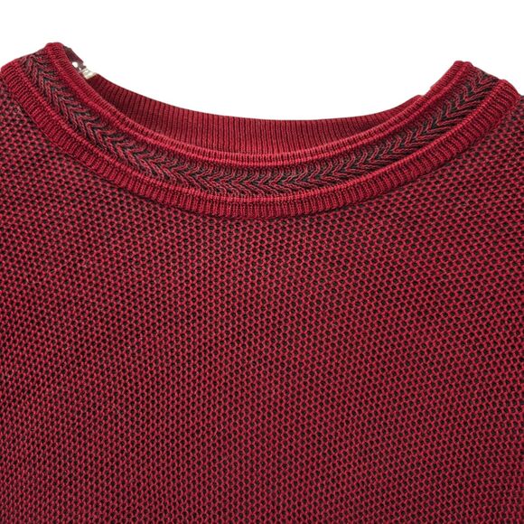 Vintage Tundra Canada Sweater Womens Medium Red Black Ornate Trim Gorpcore Hippy - Picture 1 of 9
